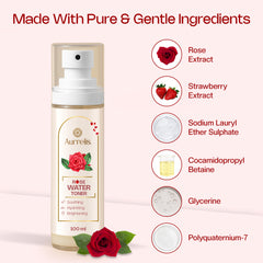 Aurrelis Combo Pack – Rose Shower Gel, Rose Water & Amber Perfume | Skincare & Fragrance Set