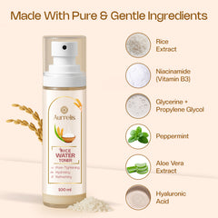 Aurrelis Combo Pack – Olive Shower Gel, Rice Toner & Bold Essence Perfume | Skincare & Fragrance Set