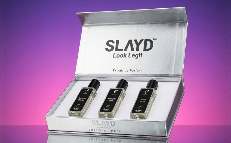 Aurrelis Parfum SLAYD LOOK LEGIT universal signature perfume discovery set with three 20ml extrait de parfum bottles for unisex use.