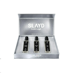 Aurrelis Parfum Slayd Look Legit Unisex Signature Discovery Set with three 20ml extrait de parfum bottles.