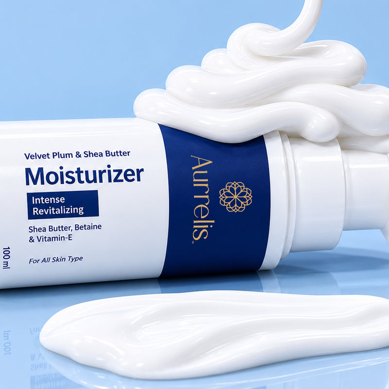 Aurrelis Velvet Plum Shea Body Lotion bottle showing deep nourishing moisturizer for soft glowing skin in 100 ml size.