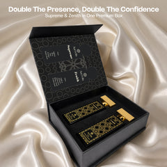 Aurrelis Boss Elixir Collection perfume gift set with two 55ml bottles of Supreme and Zenith luxury long-lasting perfumes