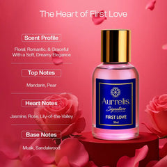 Aurrelis Combo Pack – Saffron Shower Gel, Rose Toner & First Love Perfume | Skincare & Fragrance Set