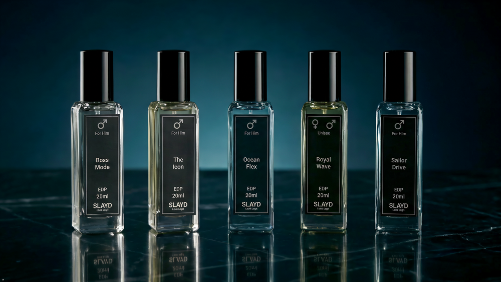 Slayd Look Legit Alpha Men Discovery Set perfume gift set with five 20ml extrait de parfum bottles for men