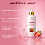 Aurrelis Rose & Strawberry Shower Gel - 200ml | Refreshing Floral Body Wash