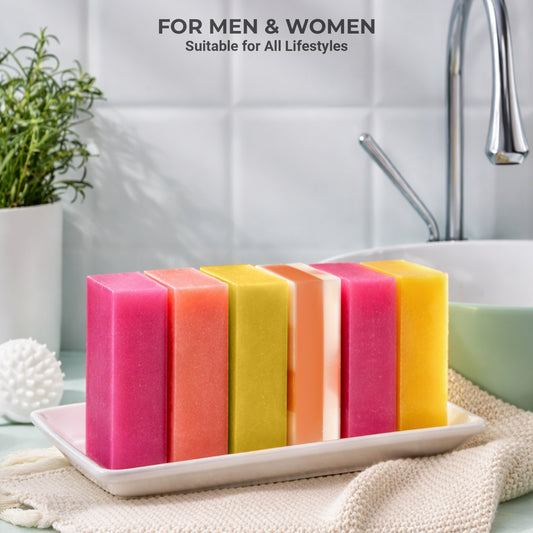 Slayd Amazing Gel Soap Bars Combo Pack with Neem, Aloe Vera, Rose, Nargis, and Oud for natural skin cleansing and moisturizing.