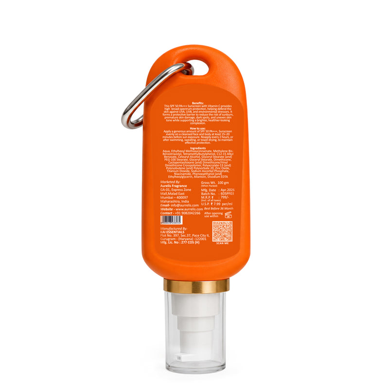 Aurrelis Saffron Radiance SPF 50 PA++ Face Cream | Brightening & Hydrating Sun Protection Cream for Glowing Skin | 100 ML