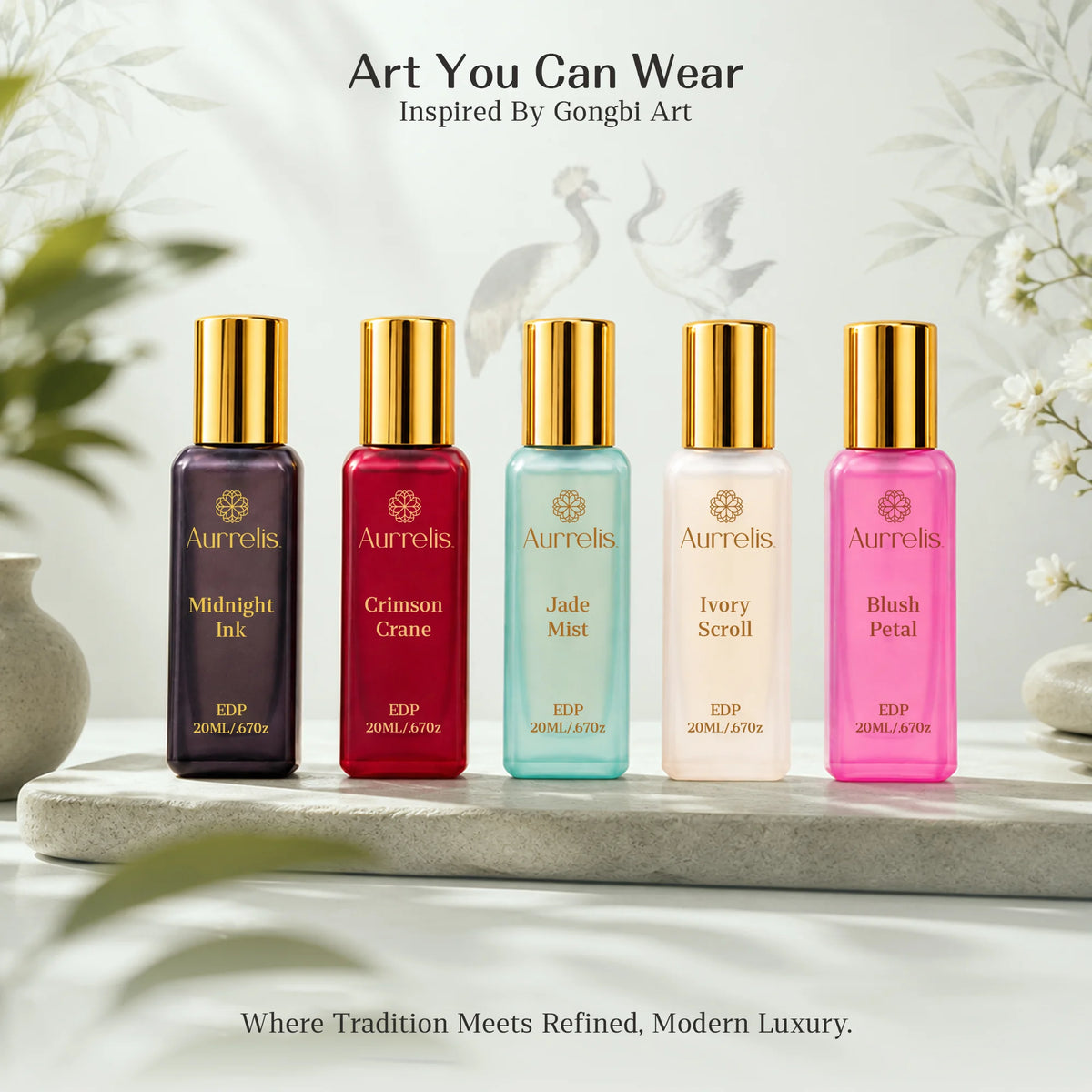 Aurrelis Gongbi Collection Perfume Set (Pack of 5 x 20ml) | Luxury Mini Fragrance Gift Set for Men & Women | Long Lasting Premium Extrait De Parfum Combo (100ml)