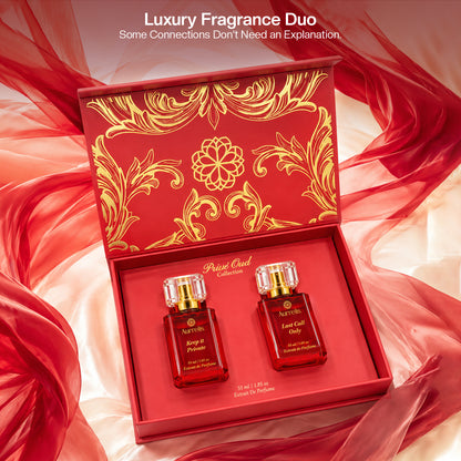 Aurrelis Oud Prive Collection perfume gift set with luxurious unisex extrait de parfum, 110 ml, featuring Keep It Private and Last Call scents