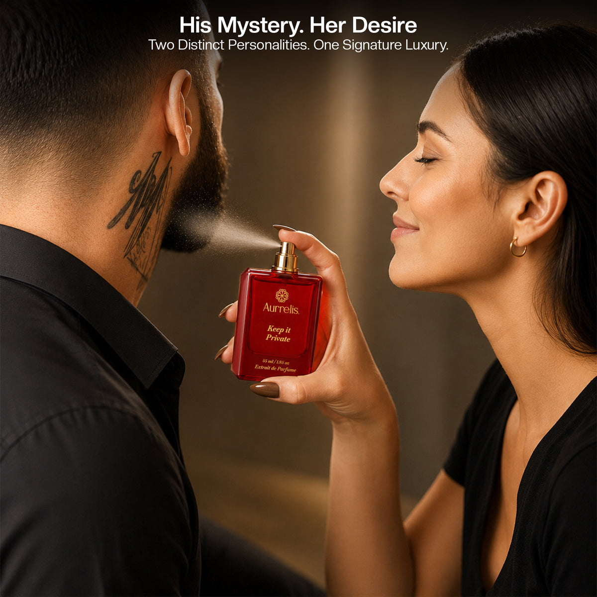 Aurrelis Oud Prive Collection perfume gift set with two luxury unisex extrait de parfum bottles, 110 ml each, elegant design.