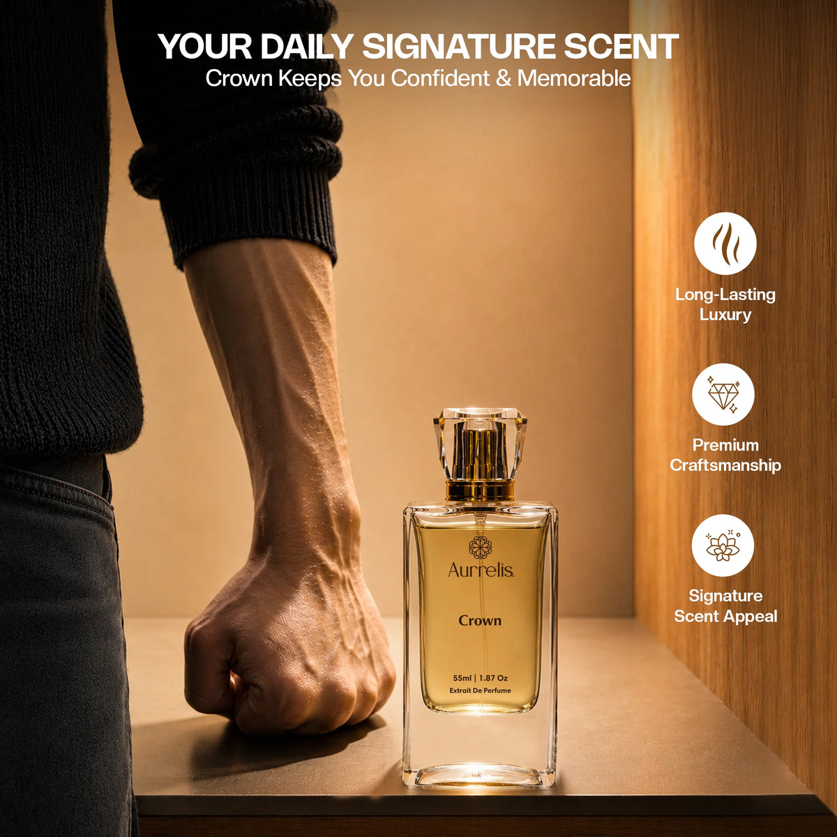 Aurrelis Royale Collection - Crown | Luxury Extrait de Parfum | Premium Long-Lasting Fragrance for Unisex 55 ml