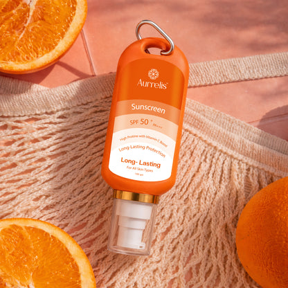 Aurrelis Saffron Radiance Sunscreen SPF 50+ PA+++ Lightweight Daily Sun Protection with Niacinamide & Vitamin C, 100g