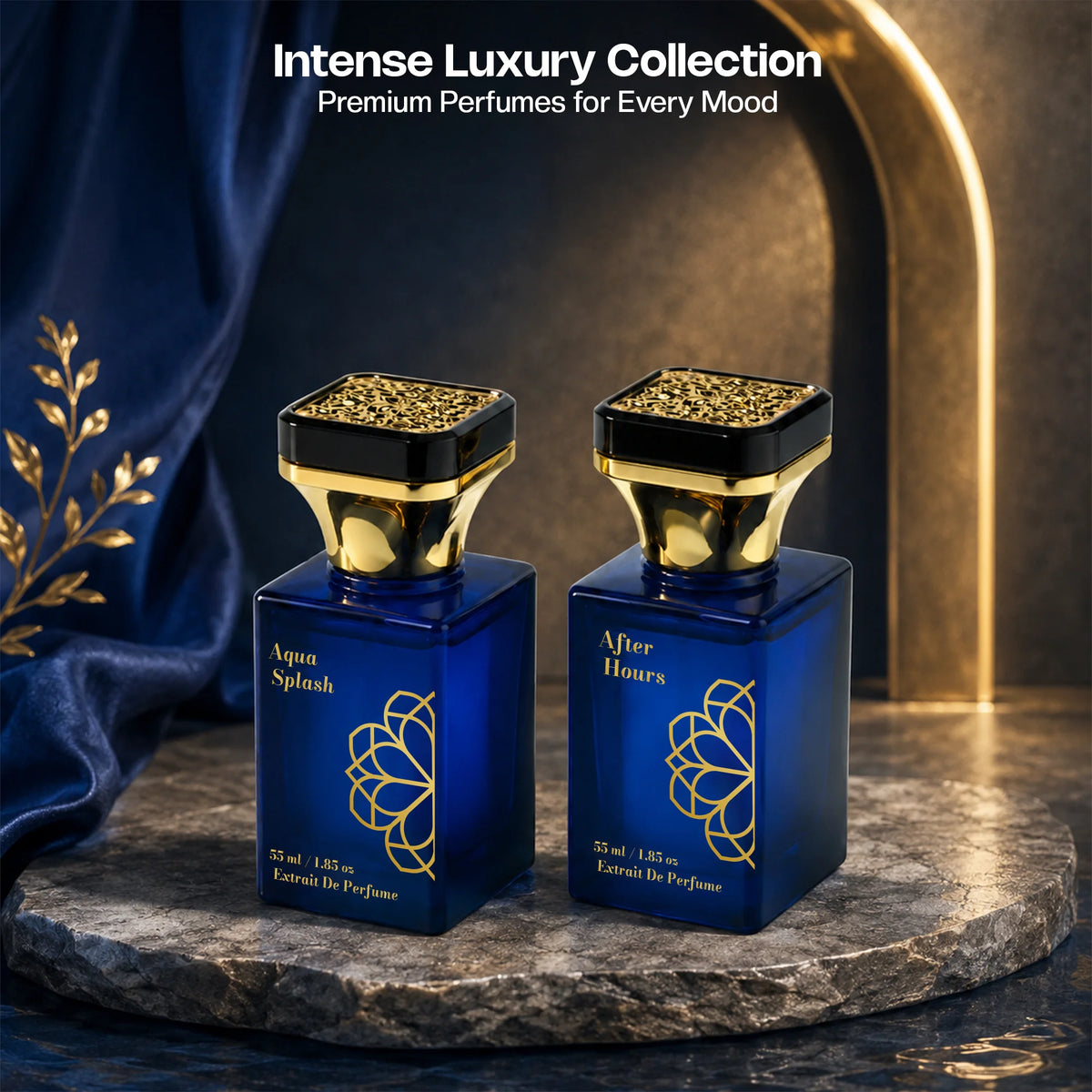 Aurrelis Signature Collection perfume gift set featuring Aqua Splash and After Hours luxury unisex extrait de parfum, 110 ml.