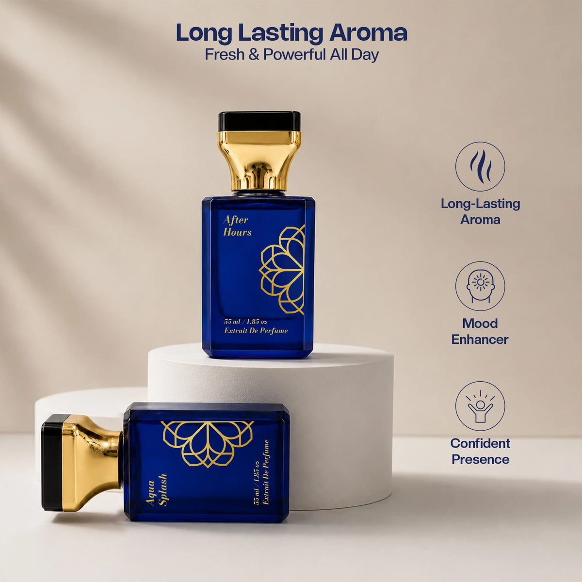 Aurrelis Signature Collection perfume gift set with Aqua Splash and After Hours fragrances in 110 ml bottles, unisex luxury parfums.