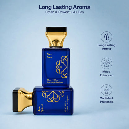 Aurrelis Signature Collection perfume gift set with Aqua Splash and First Love fragrances, luxury unisex extrait de parfum 110 ml