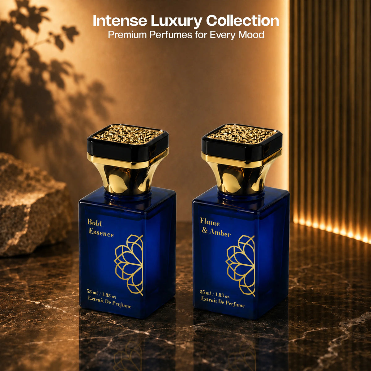Aurrelis Signature Collection Bold Essence & Flame Amber perfume gift set, luxurious unisex extrait de parfum, 110 ml.