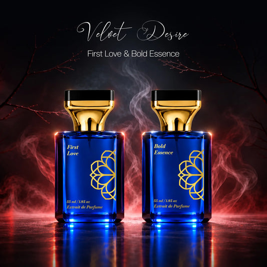 Aurrelis Signature Collection perfume gift set with First Love and Bold Essence extract de parfum bottles, 110 ml, elegant packaging