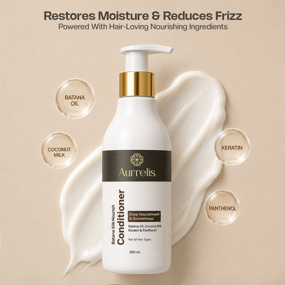 Aurrelis Batana Oil Conditioner for Dry & Frizzy Hair – Deep Nourishing Hair Conditioner with Coconut Milk, Keratin & Panthenol, 300ml