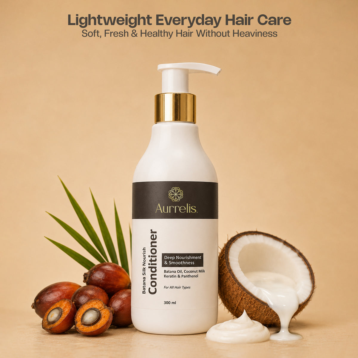 Aurrelis Batana Oil Conditioner for Dry & Frizzy Hair – Deep Nourishing Hair Conditioner with Coconut Milk, Keratin & Panthenol, 300ml