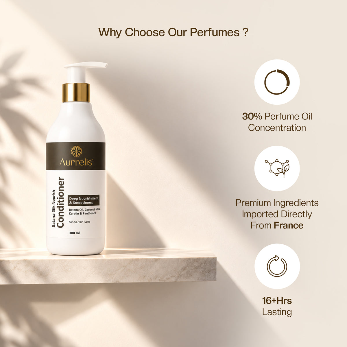 Aurrelis Batana Oil Conditioner for Dry & Frizzy Hair – Deep Nourishing Hair Conditioner with Coconut Milk, Keratin & Panthenol, 300ml