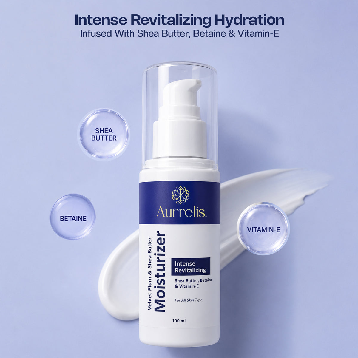 Aurrelis Shea Butter Moisturizer for Face & Body | Intense Hydration with Betaine & Vitamin E | All Skin Types | 100 ml
