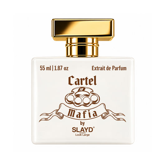 Aurrelis SLAYD Mafia Cartel Extrait de Parfum gift set, luxury unisex fragrance bottle with elegant packaging.