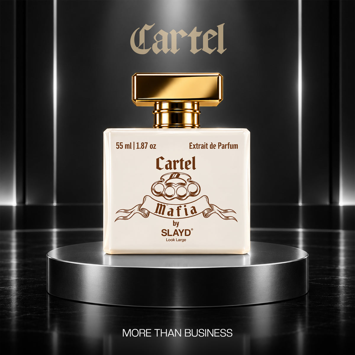 Slayd Mafia Cartel extrait de parfum gift set with two luxury unisex perfume bottles, stylish packaging, and elegant branding.