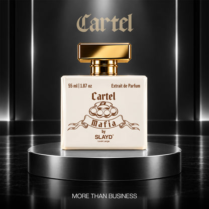 Slayd Mafia Cartel extrait de parfum gift set with two luxury unisex perfume bottles, stylish packaging, and elegant branding.