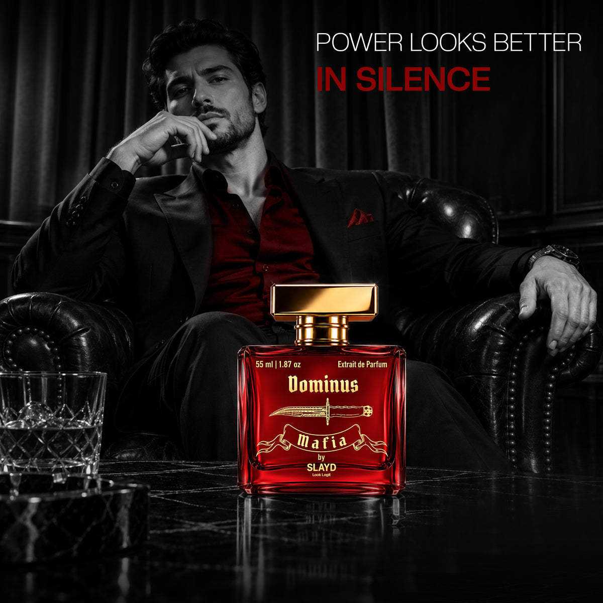 Aurrelis SLAYD Mafia Dominus perfume gift set with 55ml luxury unisex fragrance bottles and elegant packaging.