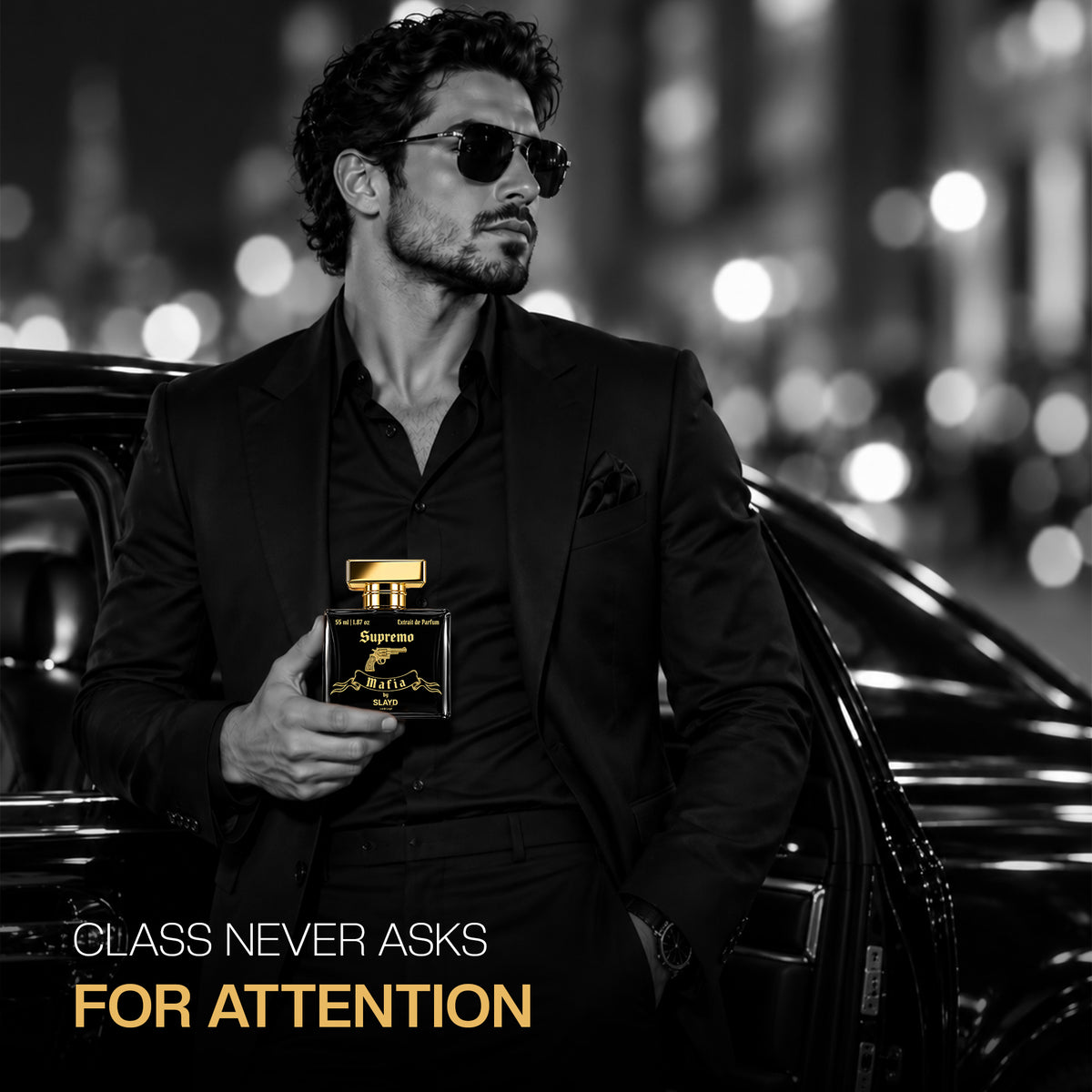 Luxury SLAYD Mafia Supremo perfume gift set by Aurrelis, featuring a 55ml unisex fragrance bottle with elegant packaging.
