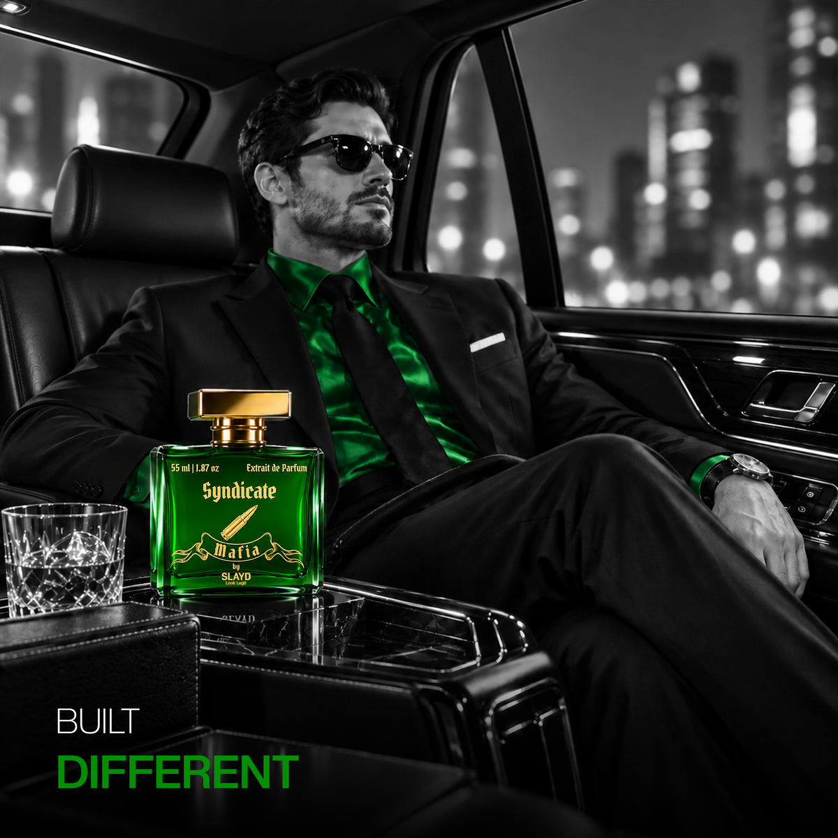 SLAYD Mafia Syndicate Extrait de Parfum luxury unisex fragrance gift set with 55ml bottles, elegant packaging and branding.