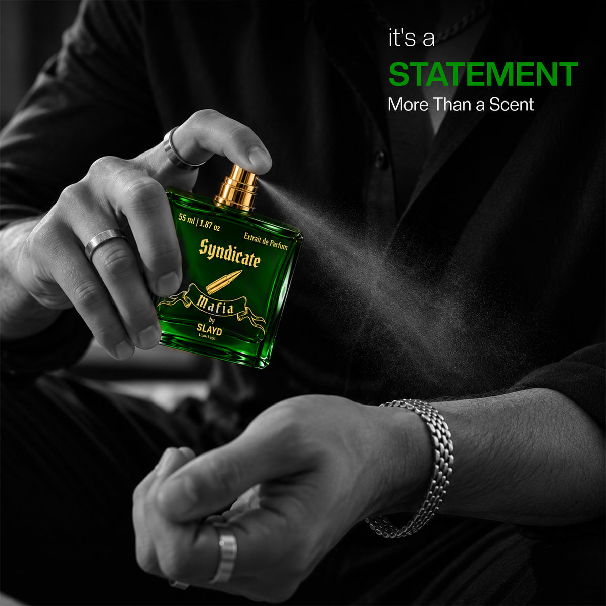 Luxury SLAYD Mafia Syndicate extrait de parfum gift set by Aurrelis, featuring unisex 55ml perfume bottles with elegant packaging.