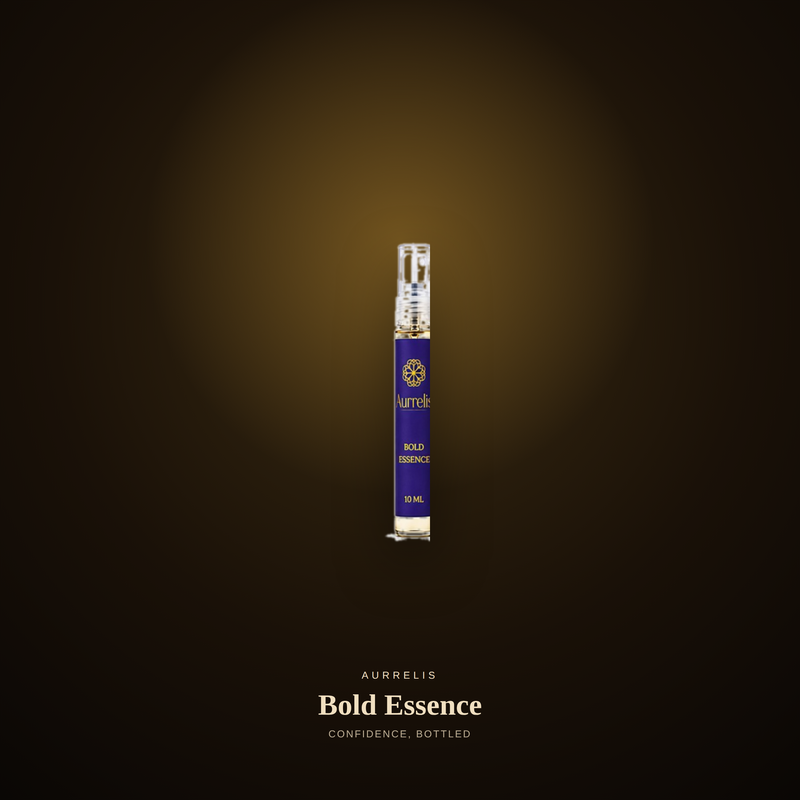 Aurrelis Parfum fragrance discovery set with five 10ml perfume bottles displayed in elegant packaging.