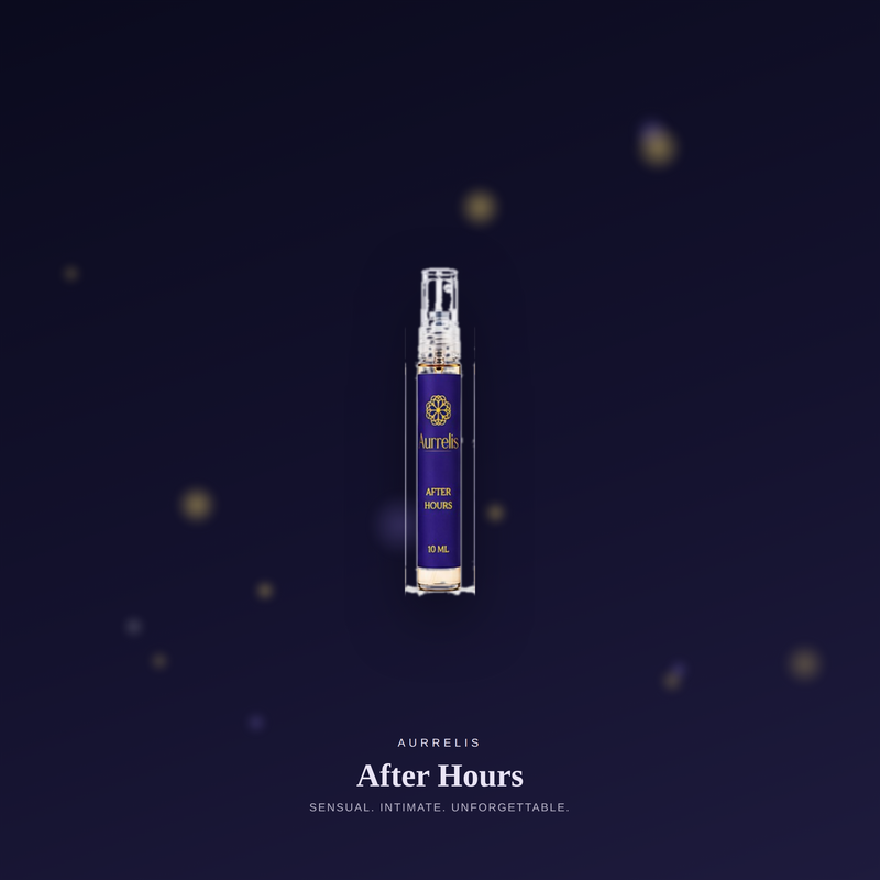 Aurrelis Parfum After Hours fragrance discovery set with five 10ml perfume bottles arranged in a gift box.